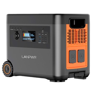 LANPWR 2500W Portable Power Station, 2160Wh LifePo4 Solar Generator, 15W Wireless Charging, 14 Outlets, 65 Mins AC Fast Charging, for Balcony Solar System, Camping, RV Trip, Outdoor Party, Home Use – Black and Orange