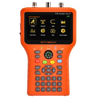 GTMEDIA V8 Finder PRO 2 Satellite Finder ATSC-C Digital Satellite Signal Detector, Support DVB-S2X/S2/S, DVB-T2/T, DVB-C – Orange, EU Plug