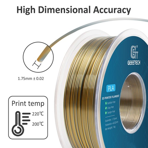 Geeetech Dual Color Silk PLA Filament 1kg - Guld och Silver