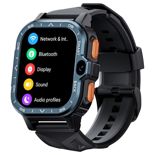 LOKMAT APPLLP 4 MAX Android Smartwatch Fitness Tracker, 2,02'' TFT-pekskärm, 4GB RAM 64GB ROM, Dual Camera - Svart