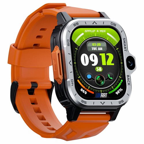 LOKMAT APPLLP 4 MAX Android Smartwatch Fitness Tracker, 2,02'' TFT-pekskärm, 4GB RAM 64GB ROM, Dual Camera - Orange