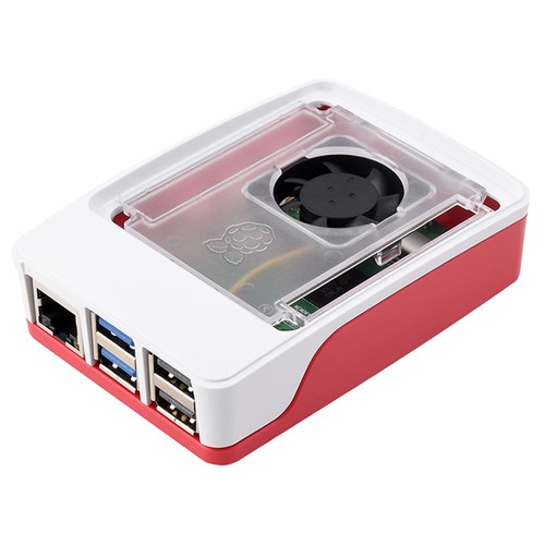 Officiellt Raspberry Pi-fodral för Raspberry Pi 5, inbyggd kylfläkt, röd/vit färg