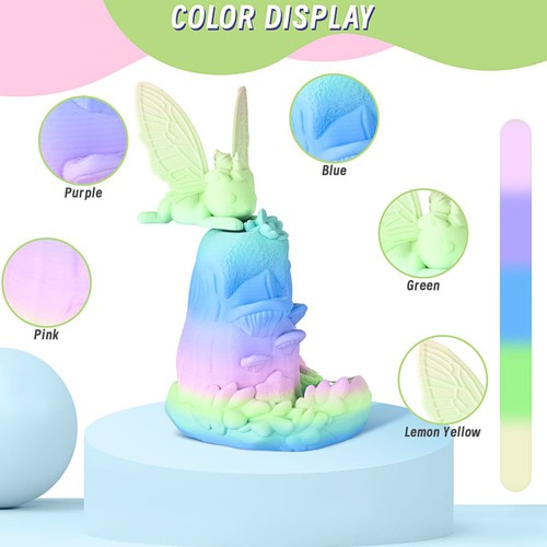 ERYONE Mattes PLA-Filament, 1 kg – Regenbogen-Aquarell, fünf Farben (Pink/Violett/Blau/Grün/Zitronengelb)