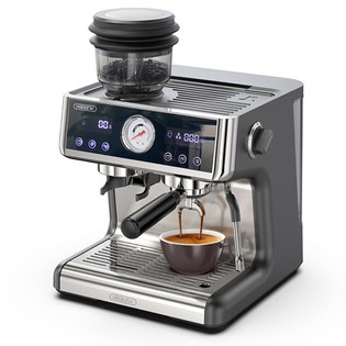 HiBREW H7A Coffee Maker Espresso Machine, 20 Bar Pressure, Dual Boiler System, 30 Levels Grinder, 250g Coffee Bean Capacity, LCD Touch Screen