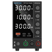 WANPTEK DPS3010U Solid-state Adjustable Regulated DC Power Supply, 30V 10A, Encoder Adjustment, USB Type-C Fast Charge, 4-Digit Display, Low Ripple, Low Noise, Cooling Fan Black - EU Plug