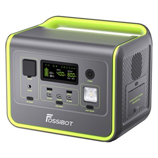 FOSSiBOT F800 Portable Power Station, 512Wh LiFePO4 Solar Generator, 3500 Times Cycle, 800W AC Output, 200W Max Solar Input, 8 Outlets, DC6530, 2xUSB-A, 3xType-C, AC Output, LCD Display, Fully Recharged in 1.2 Hours, LED Light – Green