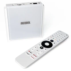 MECOOL KM2 PLUS Deluxe TV Box, Android 11, 4K HDR Output, Amlogic S905X4-J Quad Core, 4GB RAM 32GB ROM, WiFi 6 Bluetooth 5.0, Dolby Vision & Dolby Atmos,  2*USB 2.0 1*HDMI 1*AV 1*LAN 1*TF Card Slot 1*SPDIF Optical 1*Earphone Port - EU Plug