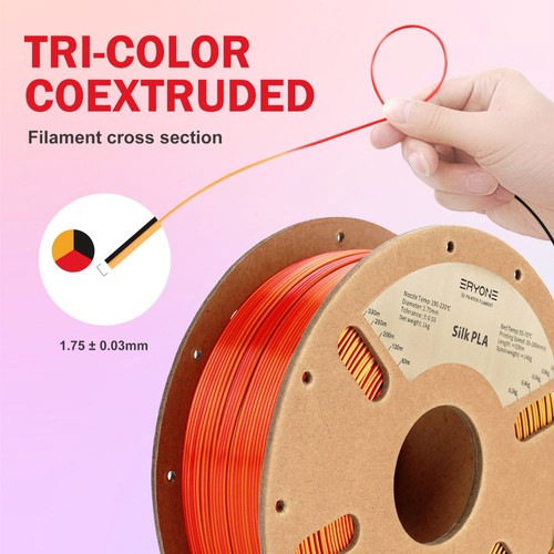 ERYONE Trippelfärgad Silk PLA-filament 1 kg - Svart