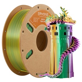 ERYONE Triple-Color Silk PLA Filament Dark Green & Purple & Yellow
