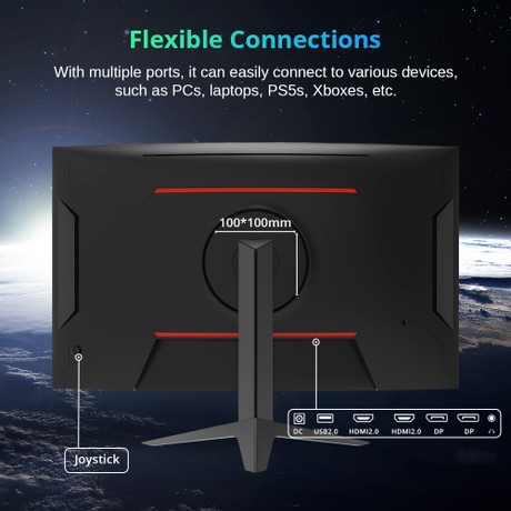 KTC H32S17 32 inch 1500R Curved Gaming Monitor 2560x1440 QHD 170Hz 16:9 ELED 99% sRGB HDR10 1ms MPRT Response Time Low-blue Compatible with FreeSync and G-SYNC USB HDMI2.0 2xDP1.4 Audio Out Flexible Adjustment with Sturdy Tripod VESA Mount Displayer