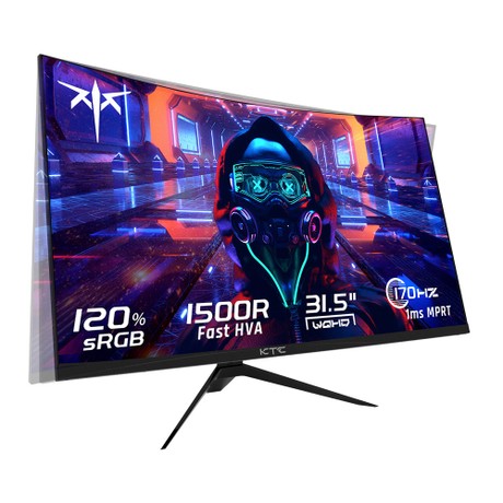 KTC H32S17 32 inch 1500R Curved Gaming Monitor 2560x1440 QHD 170Hz 16:9 ELED 99% sRGB HDR10 1ms MPRT Response Time Low-blue Compatible with FreeSync and G-SYNC USB HDMI2.0 2xDP1.4 Audio Out Flexible Adjustment with Sturdy Tripod VESA Mount Displayer