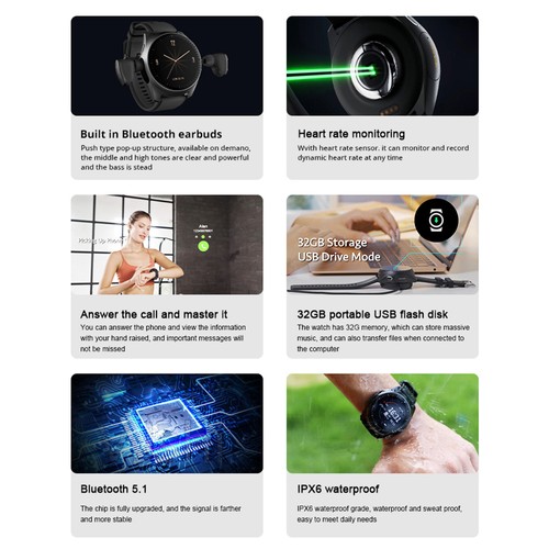 Aipower W28 Smartwatch with Wireless Earbuds Black