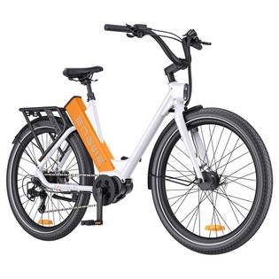 ENGWE P275 ST Urban Electric Bike, 250W Brushless Mid-drive Torque Sensor Motor, 36V 19.2Ah Battery, 260km Max Range, Hydraulic Disc Brake, 27.5'' Spoke Tires, SHIMANO 9-speed - White Orange