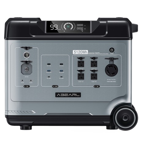 OUKITEL P5000 Pro Portable Power Station, 5120Wh LiFePO4 Battery, 4000W AC Output, Smart Temperature Control, Dual 100W USB-C, Seamless UPS Battery Backup, 15 Outputs, App Control, with Wheels
