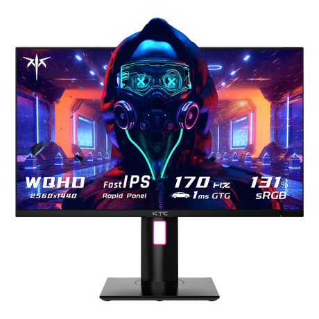 KTC H27T22 27-inch Gaming Monitor 2560x1440 QHD 16:9 ELED 170Hz Fast IPS Panel Screen 1ms GTG Response Time 99% sRGB HDR10 Low Motion Blur Compatible with FreeSync G-SYNC USB 2xHDMI2.0 2xDP1.4 Audio Out Horizontal & Vertical Rotated VESA Mount
