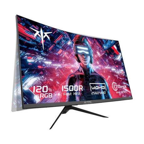 KTC H27S17 27-inch 1500R Curved Gaming Monitor QHD 2560x1440 16:9 ELED 170Hz 120% sRGB 4000:1 Contrast Ratio 1ms MPRT Response Time Low Motion Blur Compatible with FreeSync G-Sync USB 2xHDMI2.0 2xDP1.4 Audio Out VESA Mount