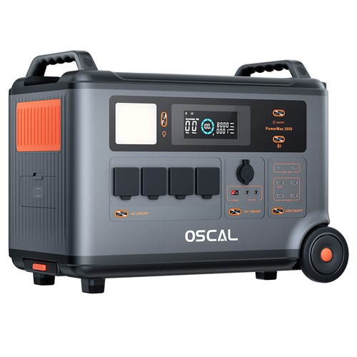 Oscal PowerMax 3600 Robust kraftstation, 3600Wh till 57600Wh LiFePO4-batteri, 14 uttag, 5 LED-ljuslägen, morsekodsignal