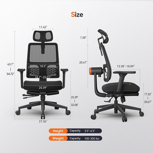 NEWTRAL MagicH-BP Ergonomic Chair with Footrest