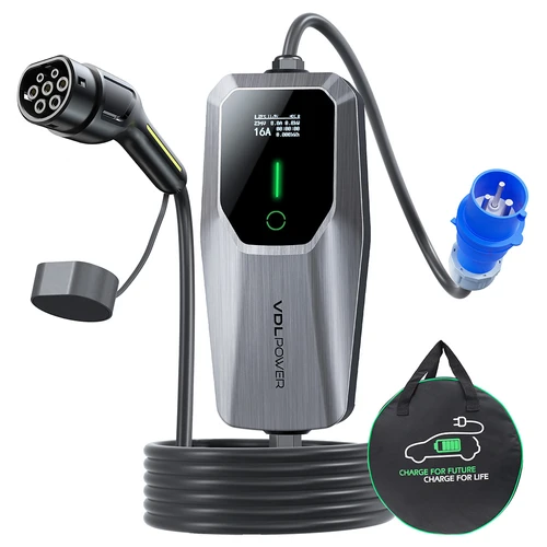 VDL POWER EC21 Portable EV Charger, 7.36KW Fast Charging, 32A Max Current, Single Phase CEE 3 Pin, 5m Charging Cable, IEC 62196-2 Standard Type 2, IP65 Waterproof