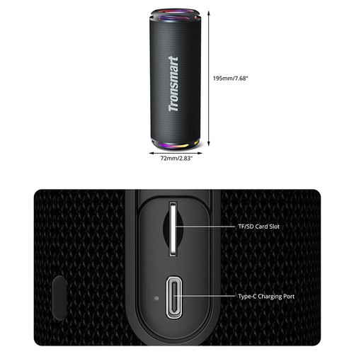 Tronsmart T7 Lite 24 W tragbarer Bluetooth-Lautsprecher, IPX7 wasserdicht, 4000-mAh-Akku, Bluetooth 5.3, Blau