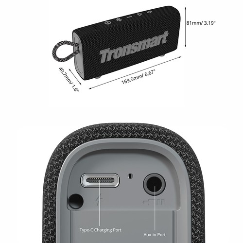 Tronsmart Trip 10W Portabel Bluetooth 5.3-högtalare, IPX7 Vattentät - Blå