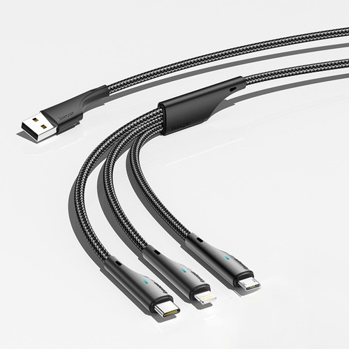 ESSAGER EXC3T-LS01-P 3-in-1 USB A auf USB C, Lightning, Micro-Ladekabel