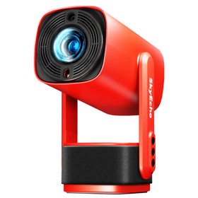 SkyEcho FreeONE Portable Projector (without Battery) 350 ANSI Lumens Native 720P 2*5W Speakers Auto-Focus Auto Keystone 270掳 Rotation Stand Android OS - Red EU Plug