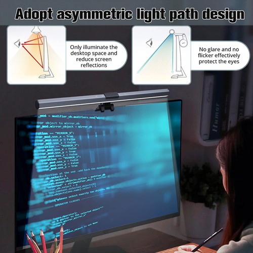 Computer-Monitor-Lampe, Bildschirm-Monitor-Lichtleiste, dimmbare USB-LED-Leseleuchte, Touch-Steuerung