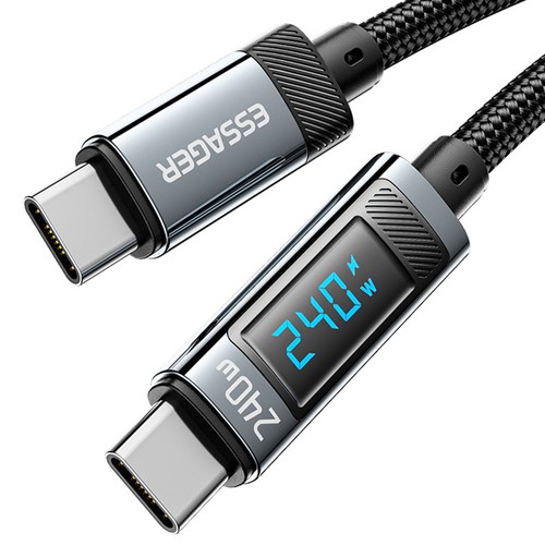 ESSAGER 240 W 5 A Typ-C-auf-Typ-C-Ladekabel, USB2.0 480 Mbit/s, Digitalanzeige, Unterstützung PD3.1 – 2 m