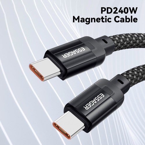 ESSAGER 100 W 5 A Typ-C-auf-Typ-C-Ladekabel, USB2.0 480 Mbit/s, magnetische Adsorption, flexible Anpassung, E-Marker-Chip, 1 m