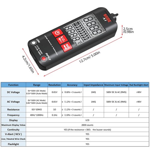 BSIDE A1 Digitalmultimeter mit Aufbewahrungstasche Schwarz