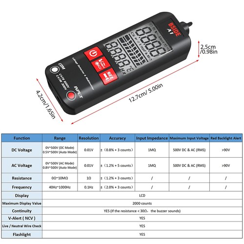 BSIDE A1 Digitalmultimeter ohne Aufbewahrungstasche Schwarz