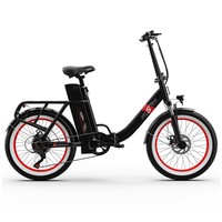 ONESPORT OT16 Atnaujinto leidimo elektrinis dviratis 20*3.0 colių padangos, 48V 15Ah baterija 25km/h maksimalus greitis 3 važiavimo režimai 7 greičių diskiniai stabdžiai – juodi ir raudoni