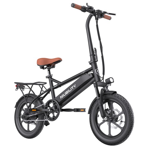 Niubility B16S 16-inch Tire Electric Bike 350W Motor, 36V 14.5Ah Battery, 30km/h Max 60km Range, Dual Disc Brakes LCD Display Lightweight and Durable Frame IPX3 Waterproof Teenagers Gifts – Black