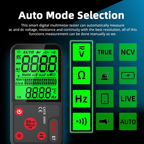 BSIDE S7 Smart Digital Multimeter Svart Ingen väska