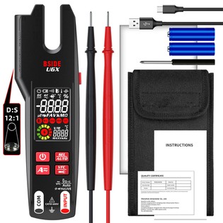 BSIDE U6X U-Shape Digital Clamp Multimeter, Automatic AC/DC Meter, Infrared Detection, Color Display Display, Rechargeable Battery, with Probe Tips Holder Design