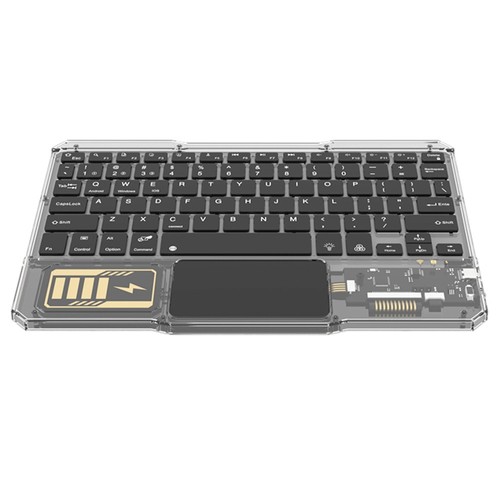 KB333 Transparente kabellose Bluetooth-Tastatur mit 78 Tasten und Touchpad, bunte Hintergrundbeleuchtung – Schwarz