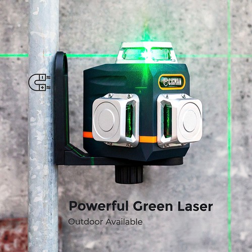 CIGMAN CM-701 3x360° selbstnivellierender Laser-Nivellierlaser, 100 Fuß 3D-grüne Kreuzlinie, wiederaufladbarer Akku, Fernbedienung
