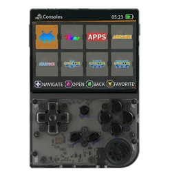 2024 Version ANBERNIC RG35XX Gaming Handheld, 32GB+128GB TF Card with 10000+ Games, 3.5 Inch IPS Screen, Linux System, 7 Hours of Playtime - Transparent Black