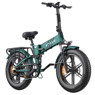 ENGWE ENGINE Pro 2.0 Folding Electric Bike, 20*4.0 Inch Fat Tire, 75Nm Torque, 52V 16Ah Battery, 25km/h Max Speed, 100km Range, Shimano 8-speed, Hydraulic Disc Brakes, Full Suspension – Green