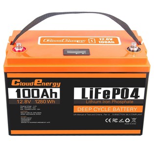 Cloudenergy 12V 100Ah LiFePO4 Battery Pack, 1280Wh Energy, 6000+ Cycles, Built-in 100A BMS, Support Series/Parallel, for Backup Power, RV, Boats, Solar, Trolling Motor, Off-Grid