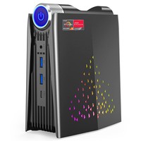 OUVIS AMR5 Gaming Mini-PC, AMD Ryzen 5 PRO 5675U 6 Kerne bis zu 4.3 GHz, 16 GB RAM 512 GB SSD, HDMI+DP+Typ-C 4K 60 Hz Dreifach-Display, 4 x USB 3.0 1000 Mbit/s LAN WiFi 5 Bluetooth 5.0, Silent/Balance/ Leistungsmodus, kleiner Desktop-Computer – EU-Stecker