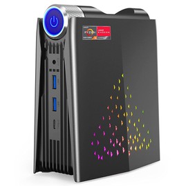 OUVIS AMR5 Gaming Mini PC AMD Ryzen 5 Pro 5675U 6 Cores up to 4.3GHz 16GB RAM 512GB SSD HDMI+DP+Type-C 4K 60Hz Triple Display 4 x USB 3.0 1000Mbps LAN WiFi 5 Bluetooth 5.0