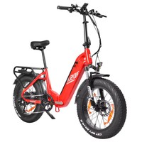 Електрически велосипед KAISDA K20F, 250 W мотор, 36 V 25 Ah батерия, 20*4.0-инчови гуми, 25 км/ч максимална скорост, 80-120 км обхват, SHIMAN0 7 скорости - червен