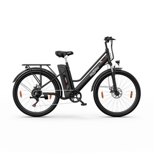 ONESPORT OT18 City Electric Bike, 26*2.35 inch wide Tires, 250W Motor 25km/h, 36V 14.4Ah Big Battery up to 100km Max Range,  Shimano 7-speed, Front Shock-absorbing fork, 25 Degree Climbing Bluetooth APP – Black