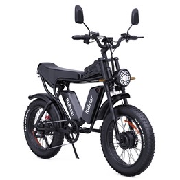 Ridstar Q20 Pro Off-road Electric Bike 20*4.0 inch Fat Tires 1000W*2 Motor 52V 20AH Dual Battery 55km/h Max Speed 288km Max Range 150kg Max Load IP65 Waterproof Dual Hydraulic Disc Brake