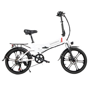 SAMEBIKE 20LVXD30-II  Upgrade Folding Electric Moped Bike, 20'' Tire, 48V 350W Motor, 10Ah Battery 30km/h Max Speed - White