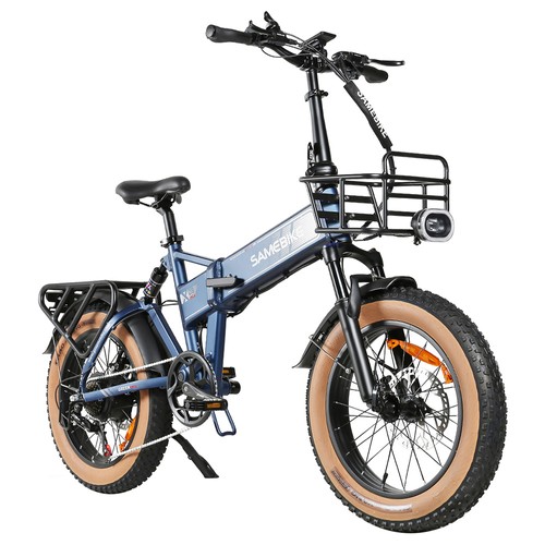 SAMEBIKE XWLX09-II Mountain Electric Bike, 1000W Motor, 48V 15Ah Battery, 20*4-inch Fat Tire, 45km/h Max Speed, 130km Max Range, Hydraulic Disc Brakes, Shimano 7 Speed – Blue