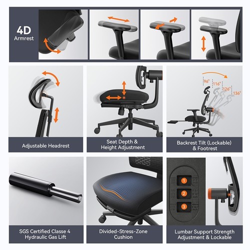 NEWTRAL MagicH ワークチェア ブラック Ergonomic Office Chair