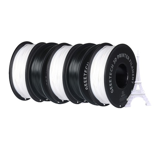 5kg Geeetech PLA 3D Printer Filament, 1.75mm Dimensional Accuracy +/- 0.03mm (2kg Black+3kg White)